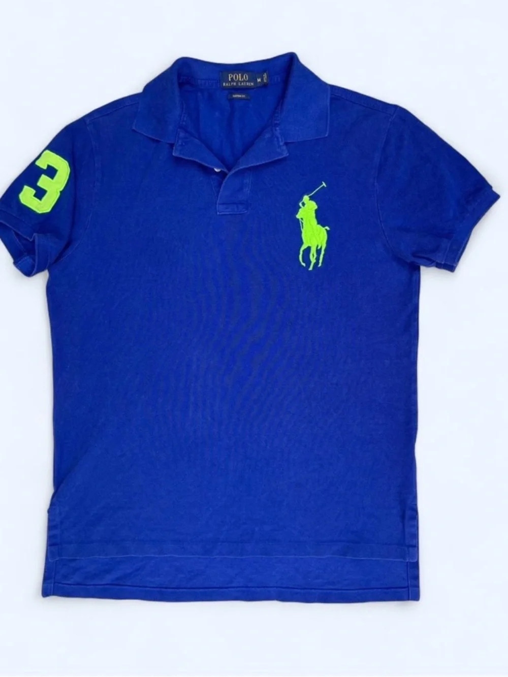 Polo Ralph Lauren Polo shirt Royal Blue with Neon Green Big Pony Logo Preppy M